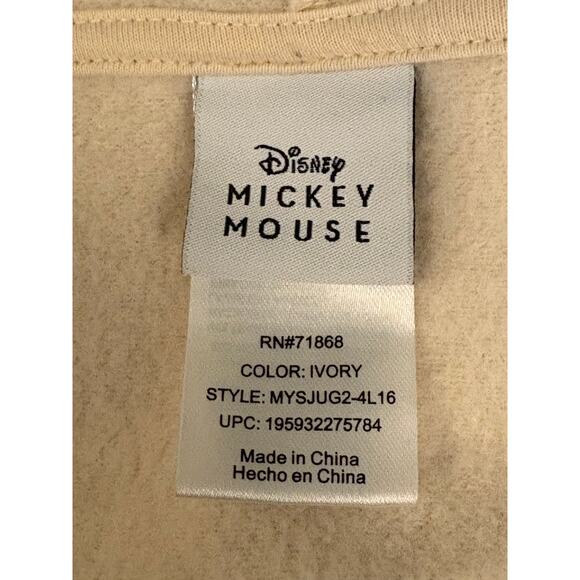 DISNEY Hoodie Ivory Mickey Minnie Fleece Chenille Patch Disneyland Retro | XS - Picture 11 of 12